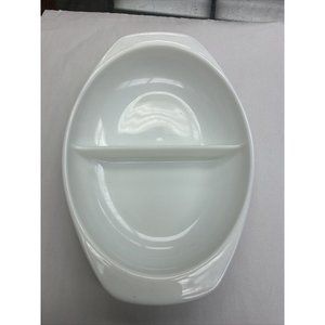 Vintage Pyrex Opal Divided Dish #1083 White Milk Glass Casserole Baking Dish